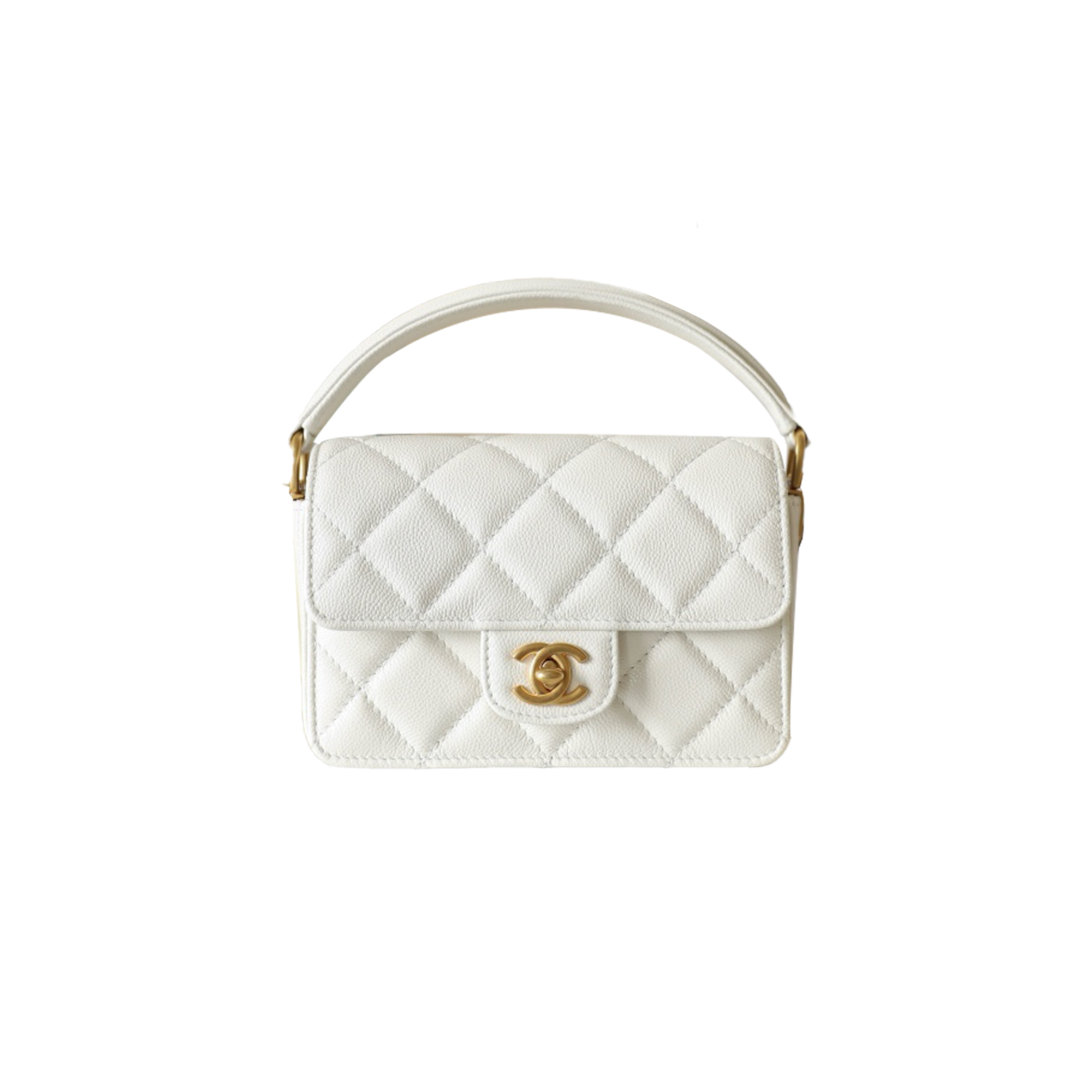 CHANEL MASTER HANDLE FLAP BAG WHITE MINI  (16*11*4cm)